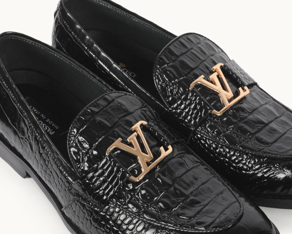 Croc-Embossed Loafers
