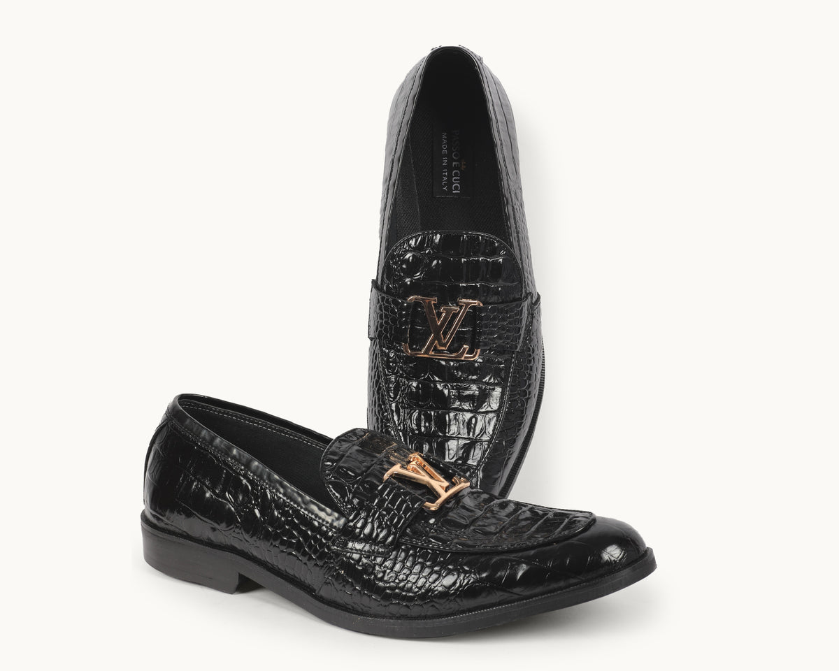 Croc-Embossed Loafers