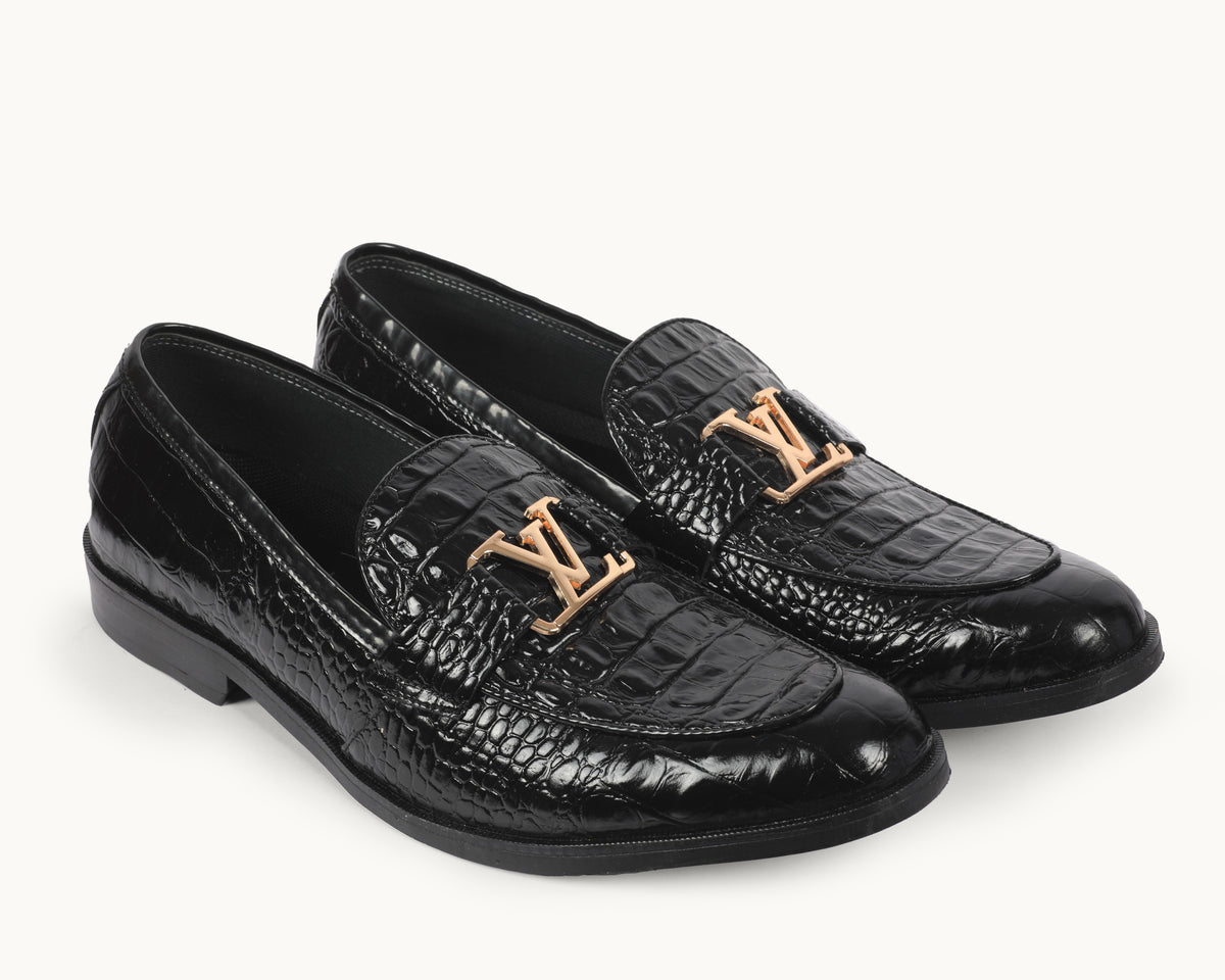Croc-Embossed Loafers